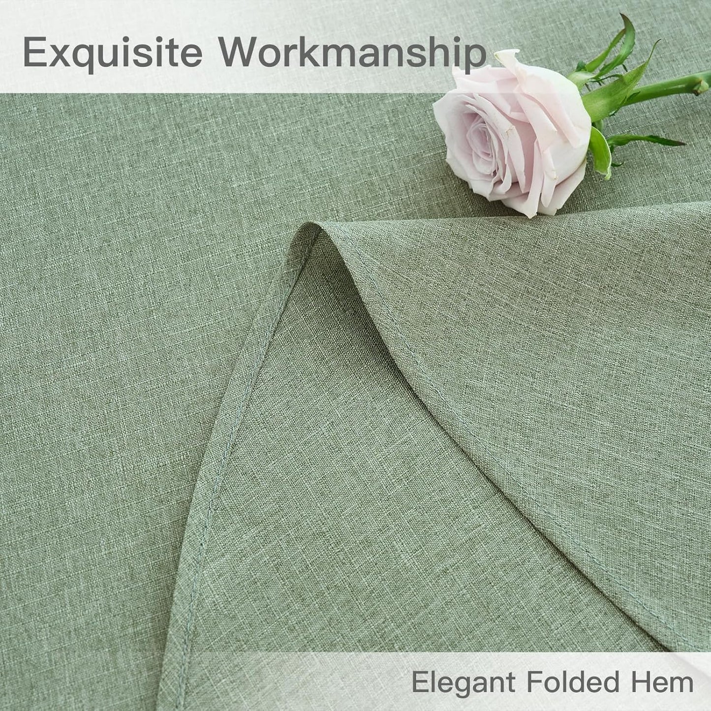 maxmill Linen Textured Tablecloth Spill-Proof Stainproof Wrinkle Free Washable Fabric Table Cloth for Circular Table Cover, Dining Room Buffet Banquet Party Holiday Dinner, Round 70 Inch Sage Green