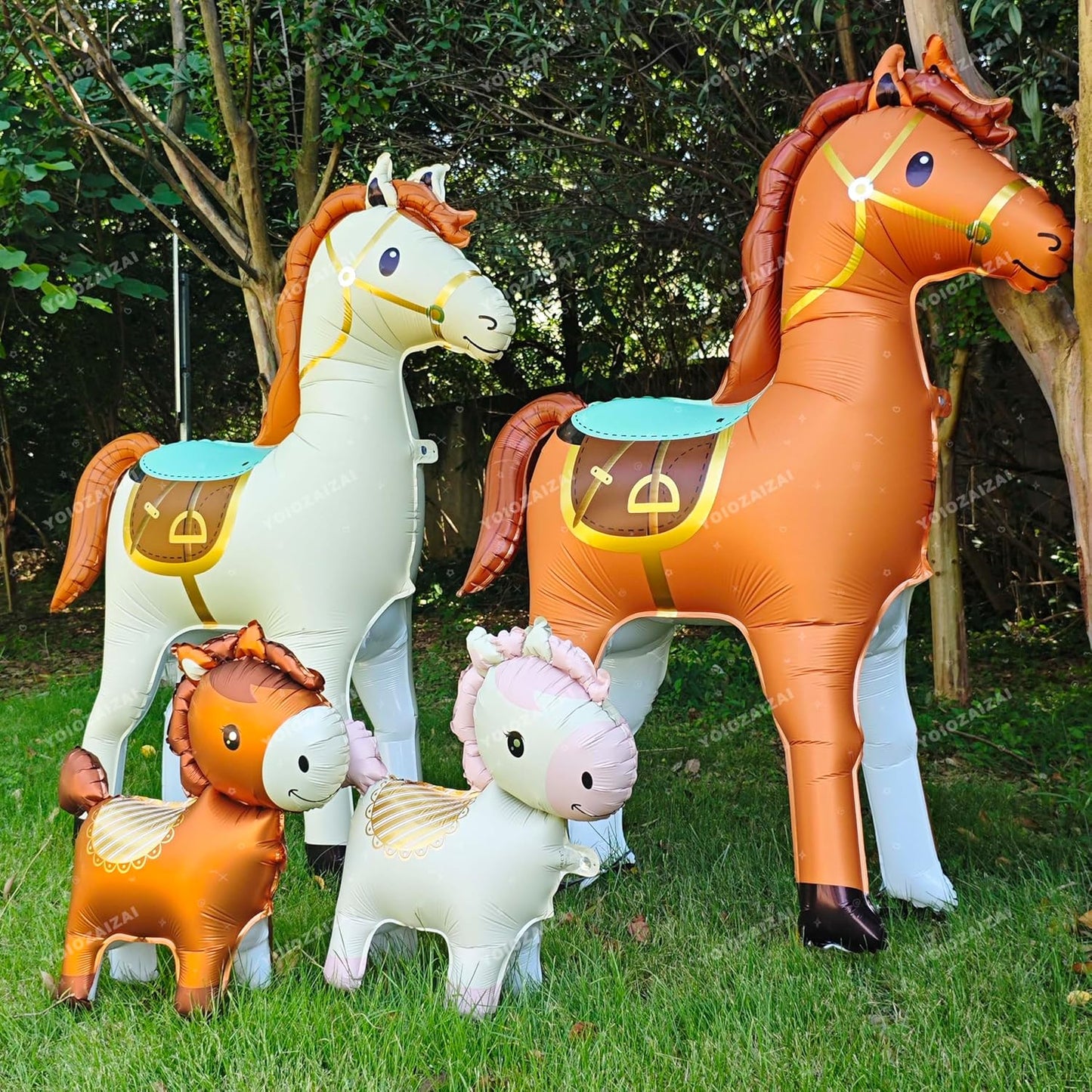 2PCS Self Standing Unicorn Balloon Cute Brown Pink White Birthday Helium Balloon For Girls Birthday Unicorn Theme Wedding Baby Shwoer Party Decoration Supplies