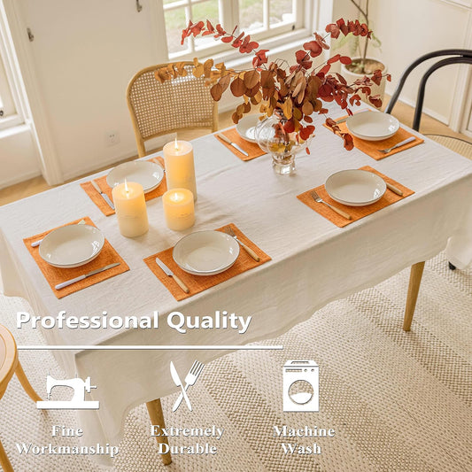 Home Brilliant Cloth Placemats Set of 8 Heat Resistant Dining Table Place Mats for Fall Kitchen Table Dinner Party Halloween Thanksgiving Decorations, 13 x 19 inches, Orange