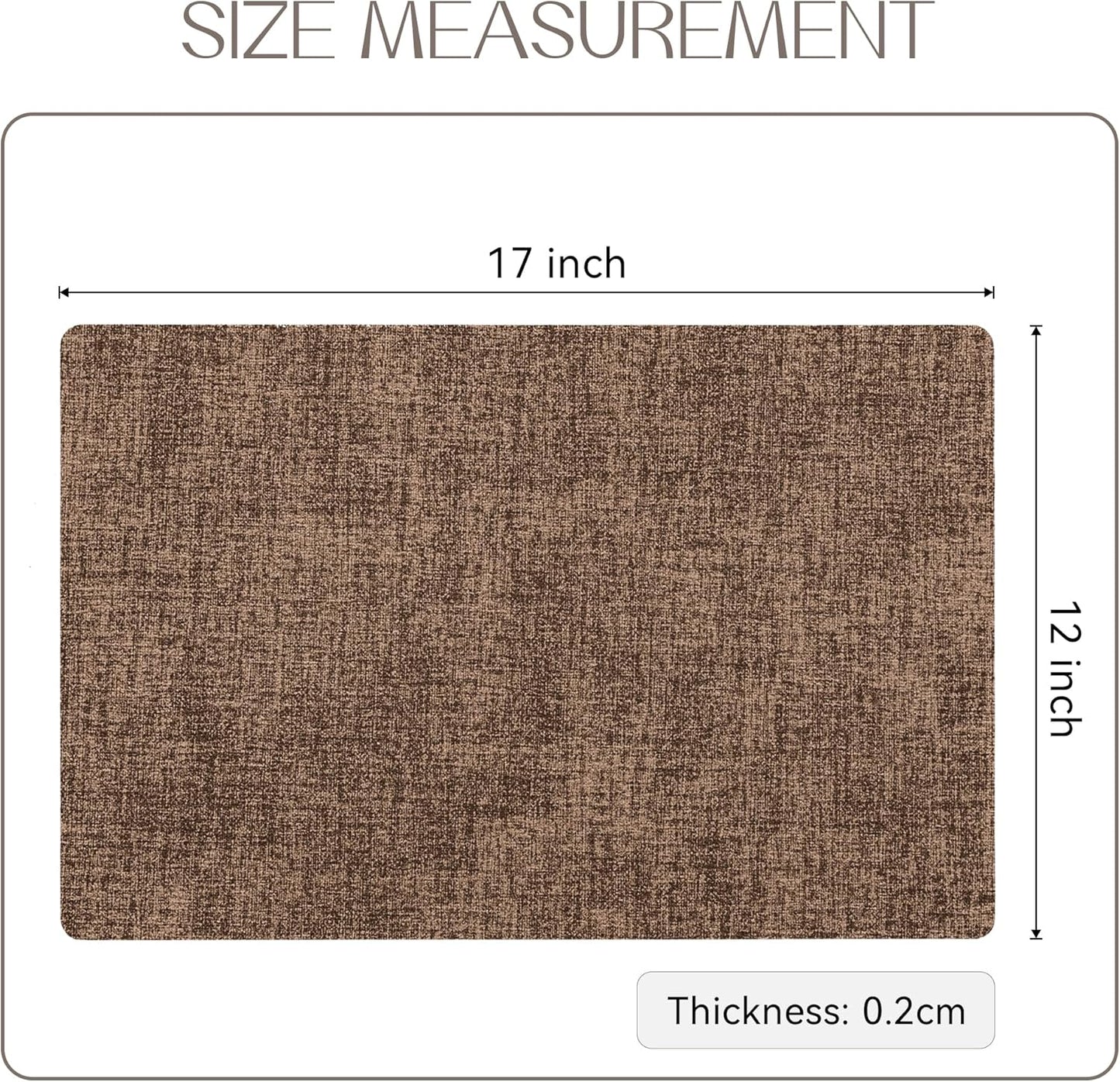 Romanstile Vinyl Placemats Set of 8-12 X 18 Inch - Heat Resistant Place Mats 100% Waterproof Oilproof Wipeable Reversible Faux Leather Table Mats for Kitchen/Dining/Party/Outdoor, Brown