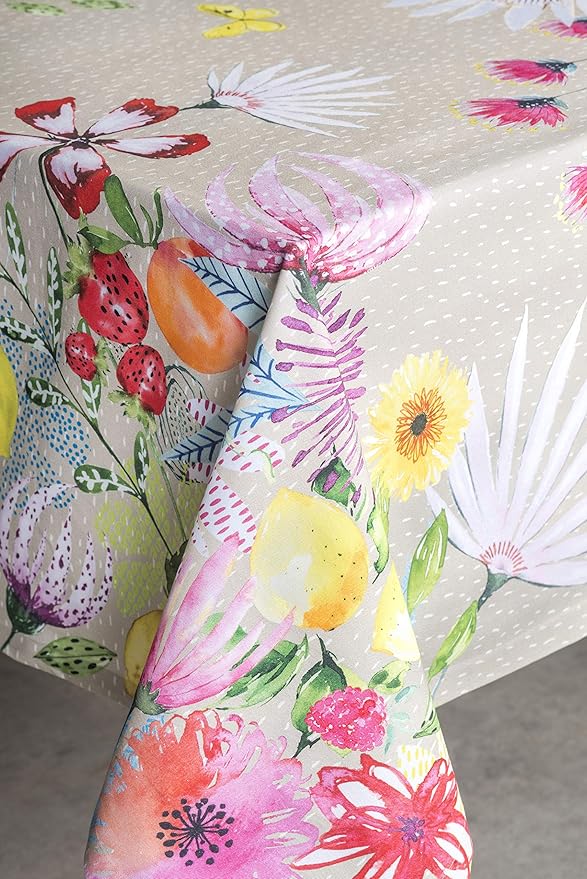 Maison d' Hermine Table Cloth Rectangle Table 100% Cotton 70 x 108 Inches Tablecloth Reusable Decorative for Dining Room Farmhouse Home Valentines Day Decorations Spring Summer - Jardin D'Ete - Fog