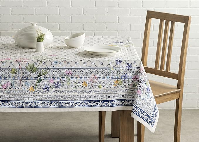 Maison d' Hermine Table Cloth Square Table 100% Cotton 54 x 54 Inches Tablecloth Reusable Decorative for Dining Room Farmhouse Home Valentines Day Decorations Spring Summer - Faience