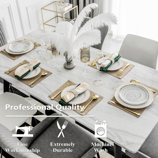Home Brilliant Linen Placemats Set of 8 Heat Resistant Dining Table Cloth Place Mats Kitchen Table Mats Placemats Table Decor, Natural Linen