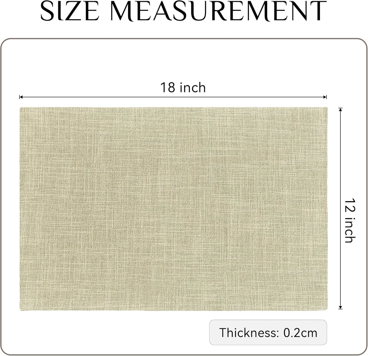 Softalker Faux Linen Placemats Set of 4-12 x 18 Inch, Heat Resistant Double Layered Durable Burlap Farmhouse Place Mats, Non-Slip Washable Rustic Table Mats for Dining, Kitchen, Party(Light Linen