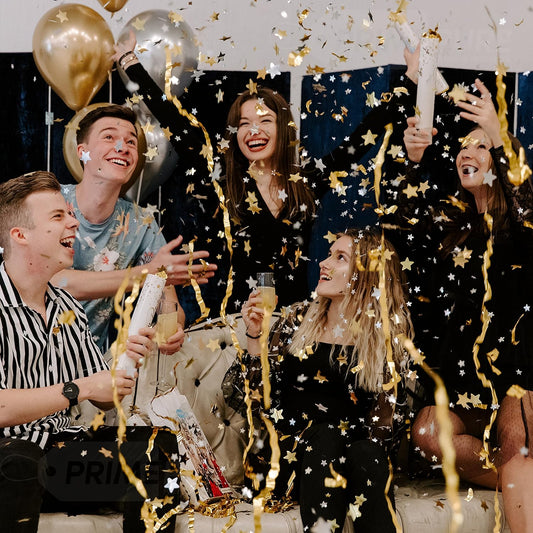 PrimePure Confetti Cannon Party Poppers - Gold Star Confetti Poppers - 2 Pack - New Years Party Cannon - Gold Glitter Stars Pop Gun for NYE 2026, Wedding, Birthday, Celebration, Events, Pranks