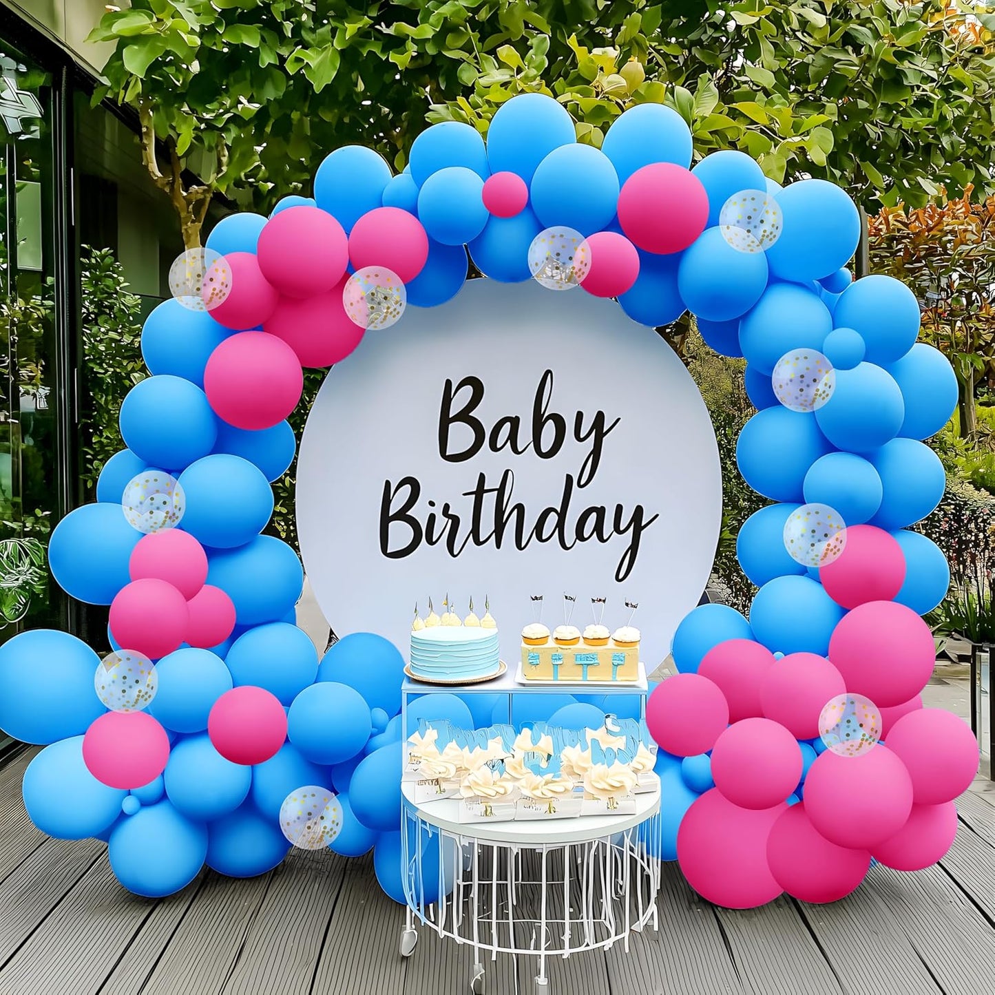 JOYIN 150 Pcs Light Blue Balloons, Different Sizes 18 12 10 5 Inch Light Blue Latex Balloon Arch Kit with Instruction for Birthday Party Graduation Wedding Holiday Decoration