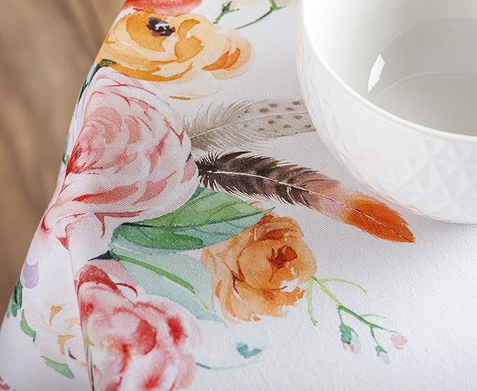 Maison d' Hermine Table Cloth Round Table 100% Cotton 63 Round Inches Tablecloth Reusable Decorative for Dining Room Farmhouse Home Valentines Day Decorations Spring Summer - Ibiza - Beige