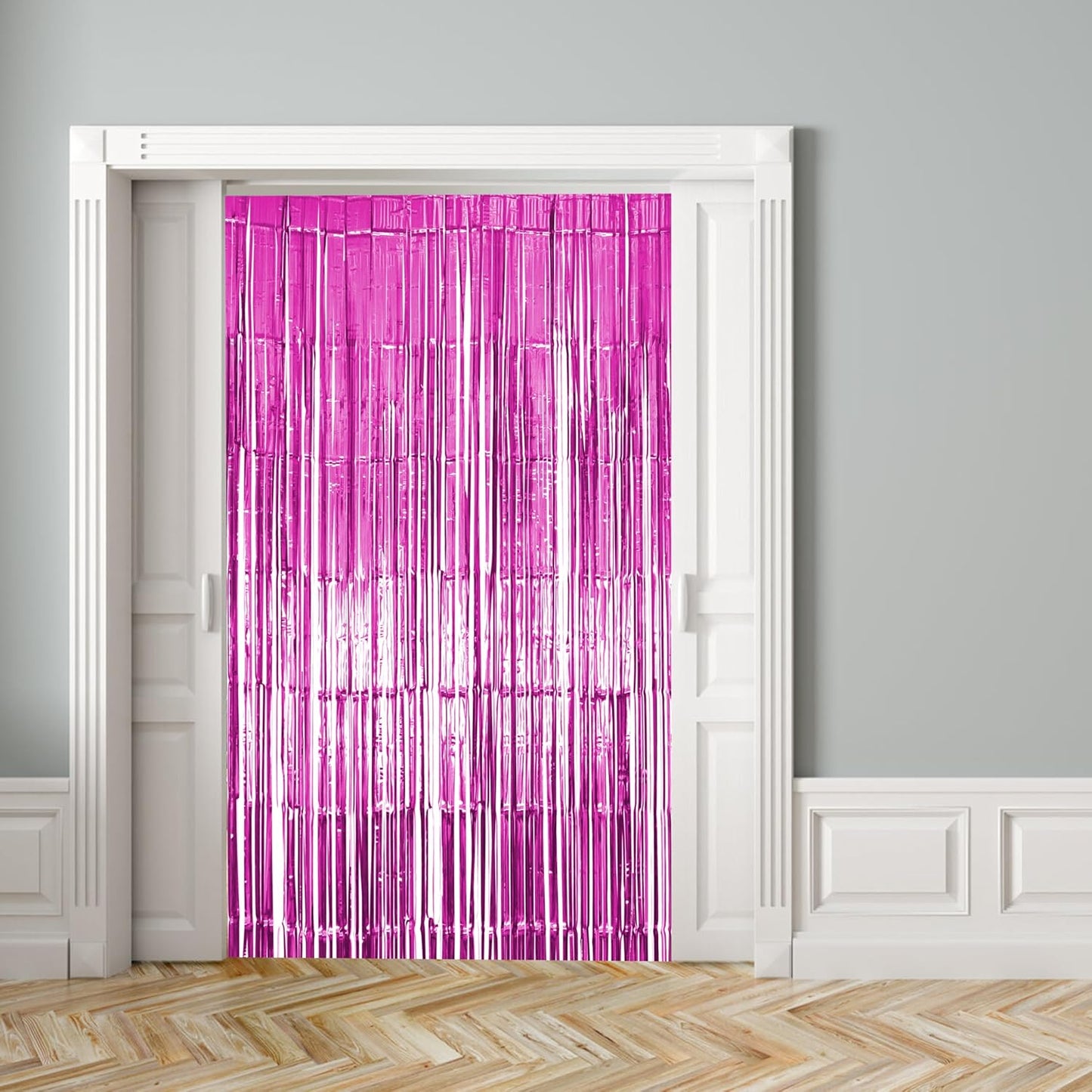10 Pack Pink Fringe Backdrop, Pink Tinsel Backdrop Curtains, Party Decorations Supplies for Birthday, Holidays, Parties & More