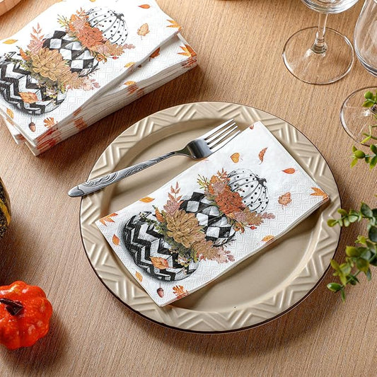 Karenhi 200 Pcs Fall Thanksgiving Paper Napkins Pumpkin Disposable Hand Towels for Bathroom 2 Ply Pumpkin Guest Napkins Thanksgiving Decorative Bathroom Paper Hand Towels for Autumn Birthday Party