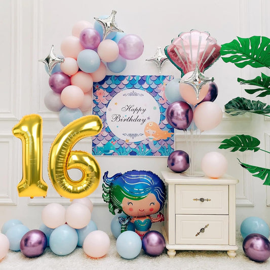 Smlpuame 40 inch Number Balloon 0-9 Gold Large Number 16 Balloons,Digital Balloons for Birthday Party Celebration Decorations Supplies, Helium Foil Number Balloons for Wedding Anniversary