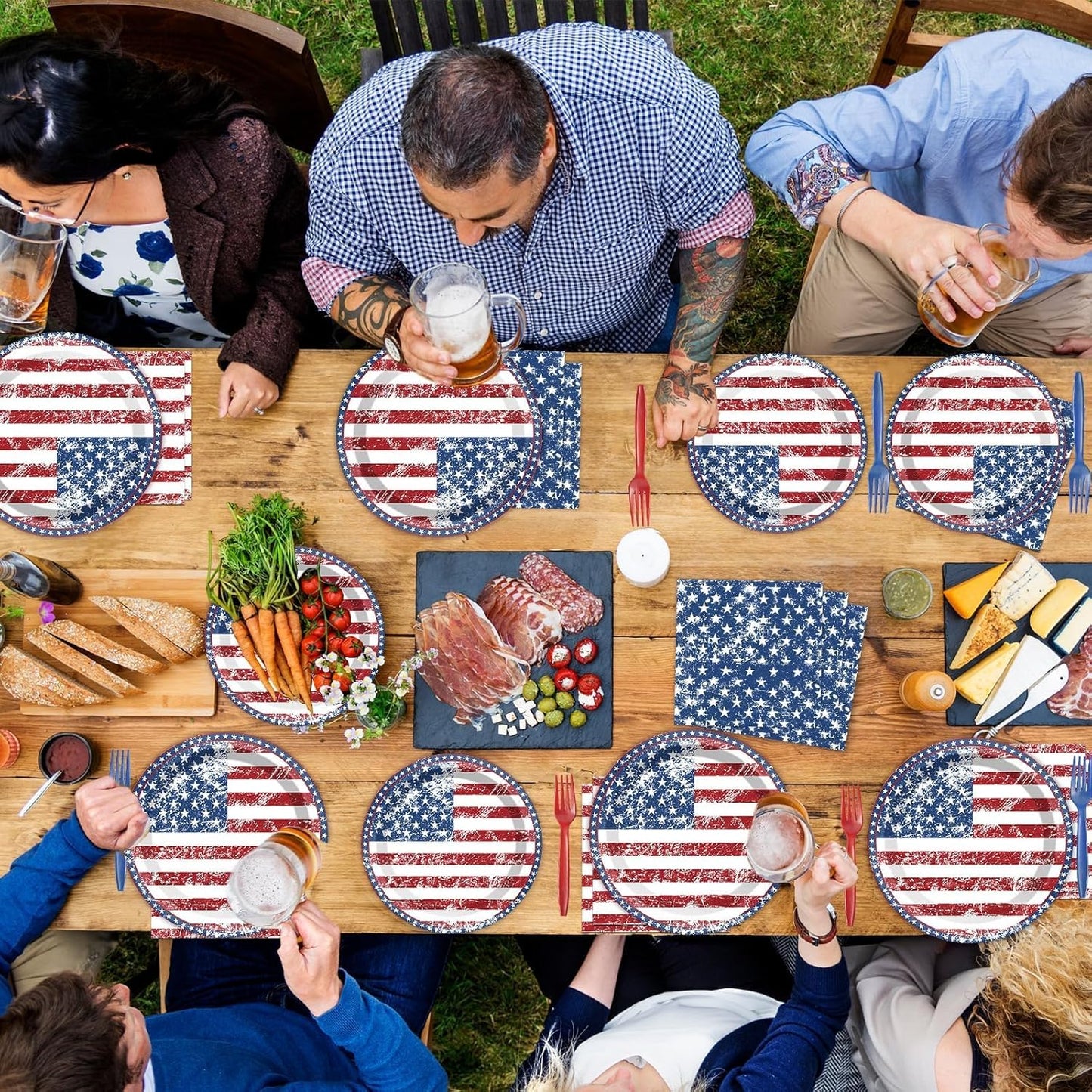 America's 50 Guests Patriotic Party Set: Flag Decorations, Plates & Napkins - 4th July, Memorial Day, Election Day Pack of 200PCS