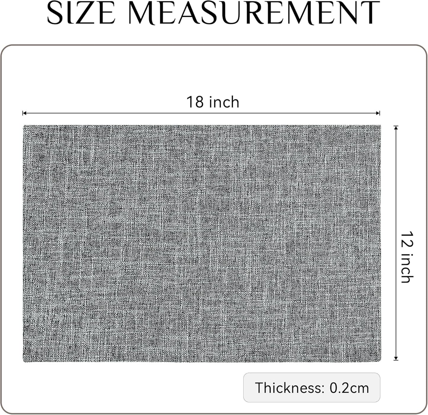 Softalker Faux Linen Placemats Set of 8-12 x 18 Inch, Heat Resistant Double Layered Durable Burlap Farmhouse Place Mats, Non-Slip Washable Rustic Table Mats for Dining, Kitchen, Party(Ash Grey
