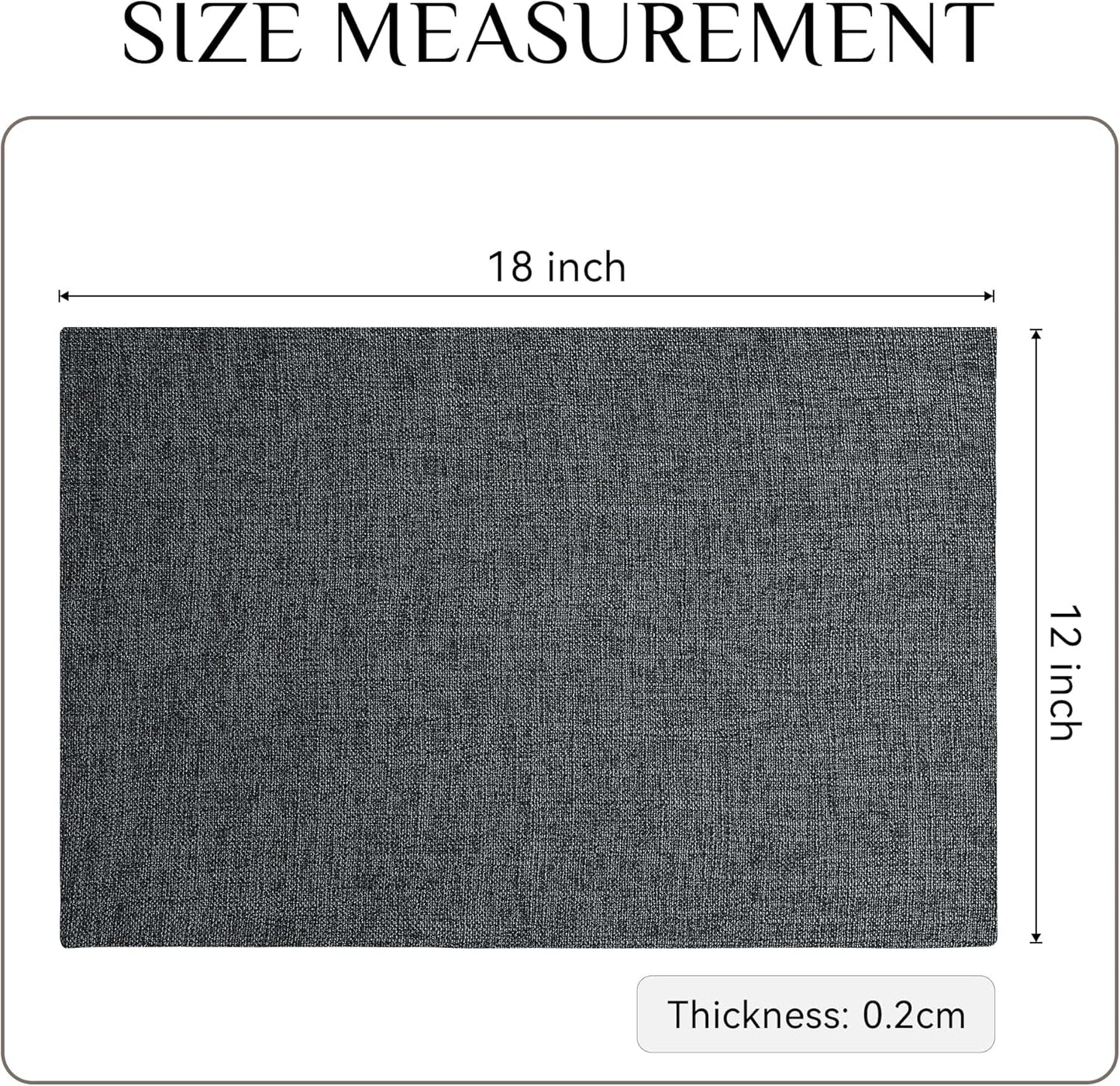Softalker Faux Linen Placemats Set of 12-12 x 18 Inch, Heat Resistant Double Layered Durable Burlap Farmhouse Place Mats, Non-Slip Washable Rustic Table Mats for Dining, Kitchen, Party(Dark Grey