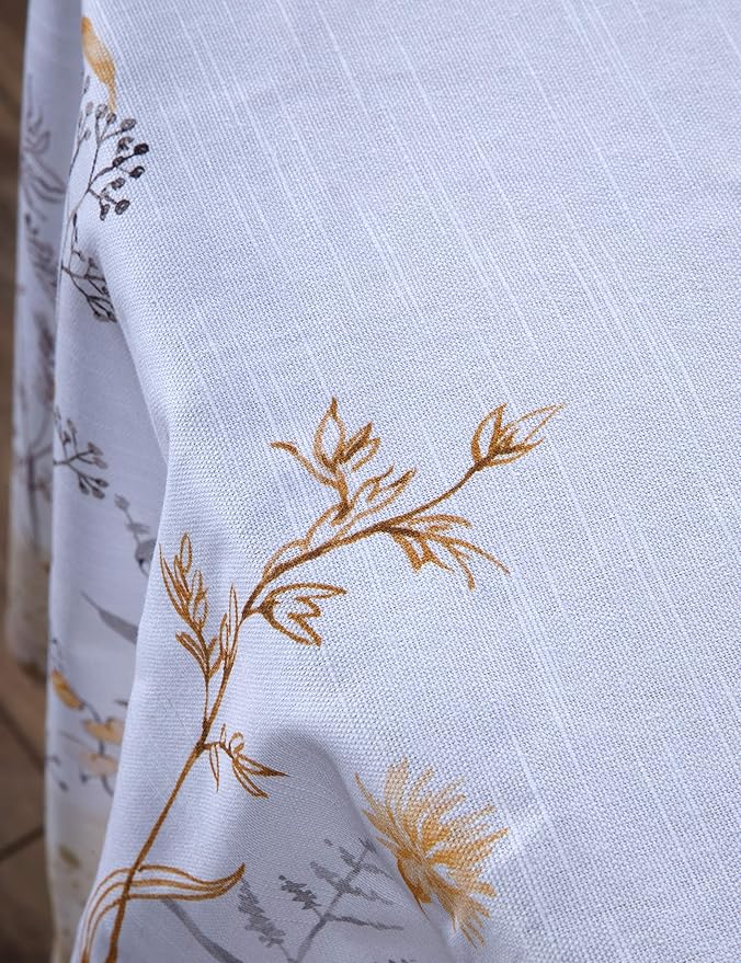Maison d' Hermine Table Cloth Round Table 100% Cotton 69 Round Inches Tablecloth Reusable Decorative for Dining Room Farmhouse Home Valentines Day Decorations Spring Summer - Meadow Florals - Beige