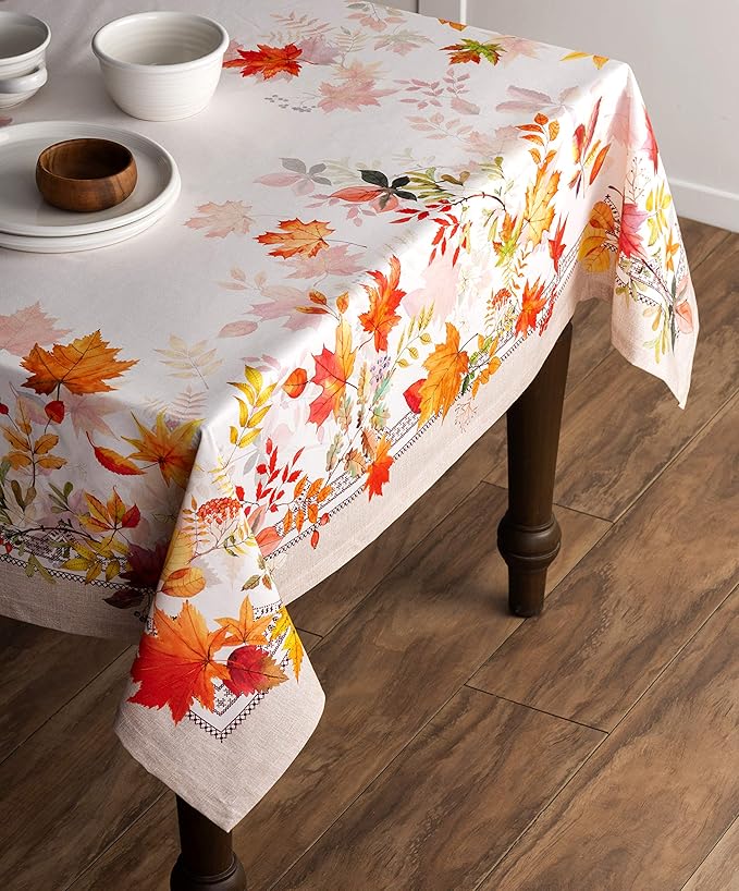 Maison d' Hermine Table Cloth Square Table 100% Cotton 54 x 54 Inches Fall Tablecloth Reusable Everyday Use for Thanksgiving Christmas Decorations Dining Farmhouse Party (Amarante)