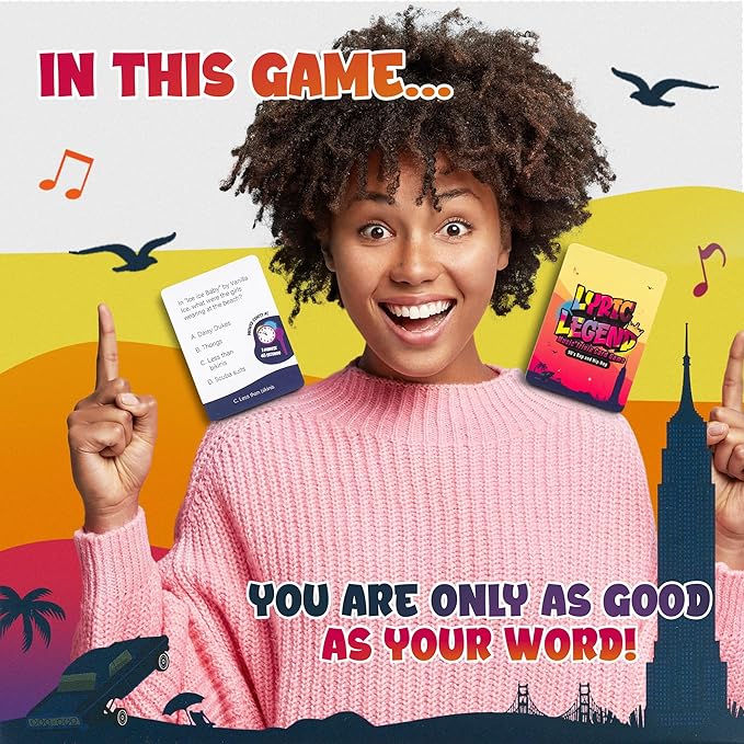 Lyric Legend 90s Hip-Hop and Rap Music Trivia Game Collection – Expandable Multi-Deck Finish The Lyrics Party Game Set for Game Night, Families & Groups - 3 Games in One Box!
