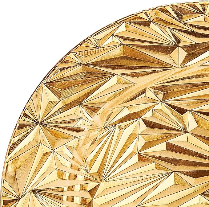 Set of 12 Charger Plates 13 Inch, Gold Round Plastic Dinner Plate Chargers for Wedding Banquet Party Restaurant Catering (Lucky Gold, 12 PCS)