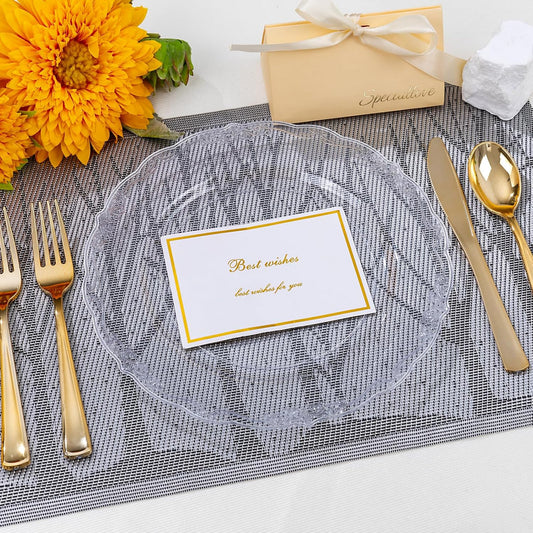 DaYammi 60PCS Clear Plastic Plates, Heavy Duty Clear Disposable Plates Premium 10inch Dinner Plates Hard Plastic Plates Disposable for Party Wedding Bridal Shower