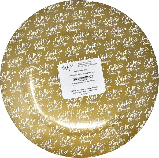 Gift Boutique 24 Disposable Burlap Look Round Charger Plates 13" Rustic Print Dinner Serving Tray Paper Cardboard Platter Table Place Setting Wedding Decor