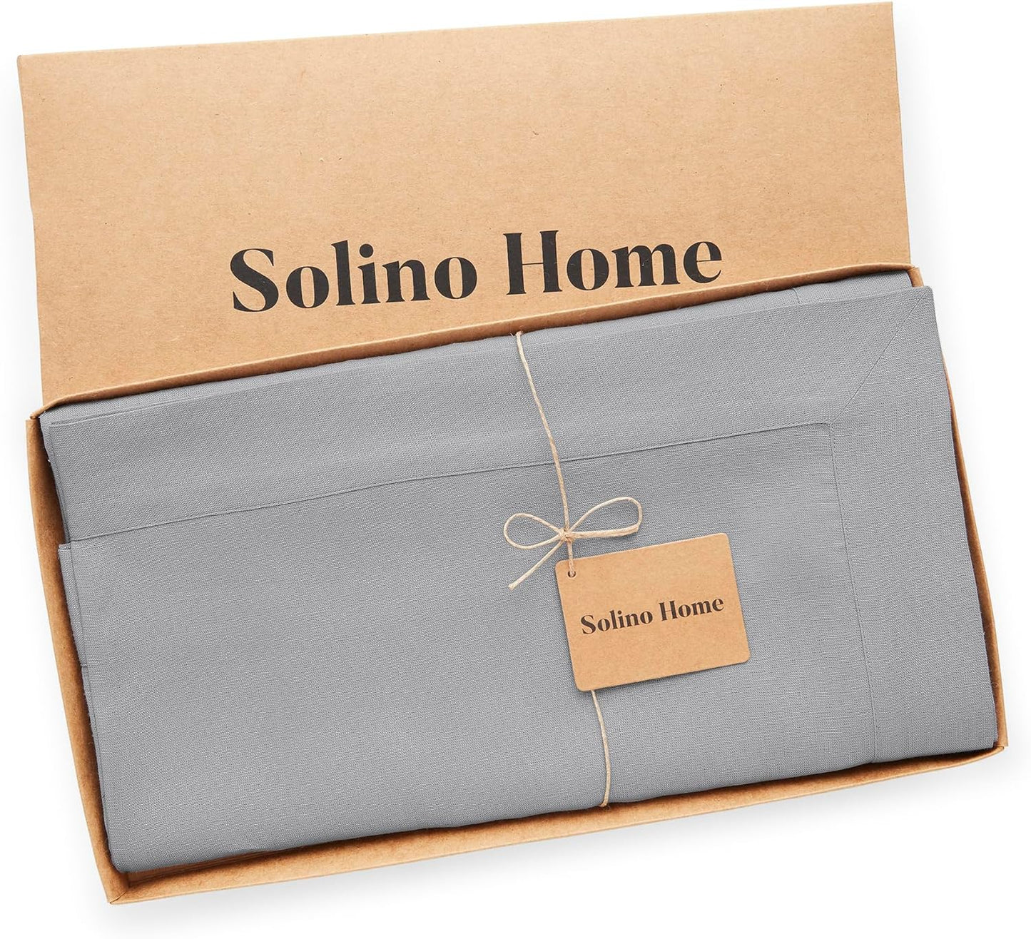 Solino Home Linen Soft Grey Tablecloth 54 x 72 Inch - 100% Pure Linen Rectangular Tablecloth - Machine Washable Table Cloth for Fall, Autumn, Thanksgiving, Christmas - Fete