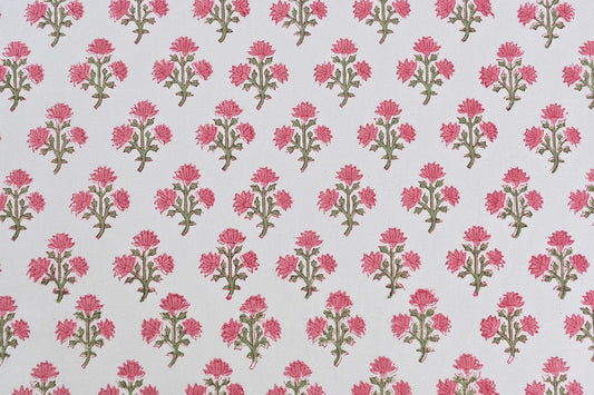 ATOSII Gulbahar White Pink 100% Cotton Fall Rectangle Tablecloth, Hand Block Print Washable Table Cover, Christmas Parties Buffet Dining, Weddings, Thanksgiving, Halloween, 60 X 108 Inches 8 Seater
