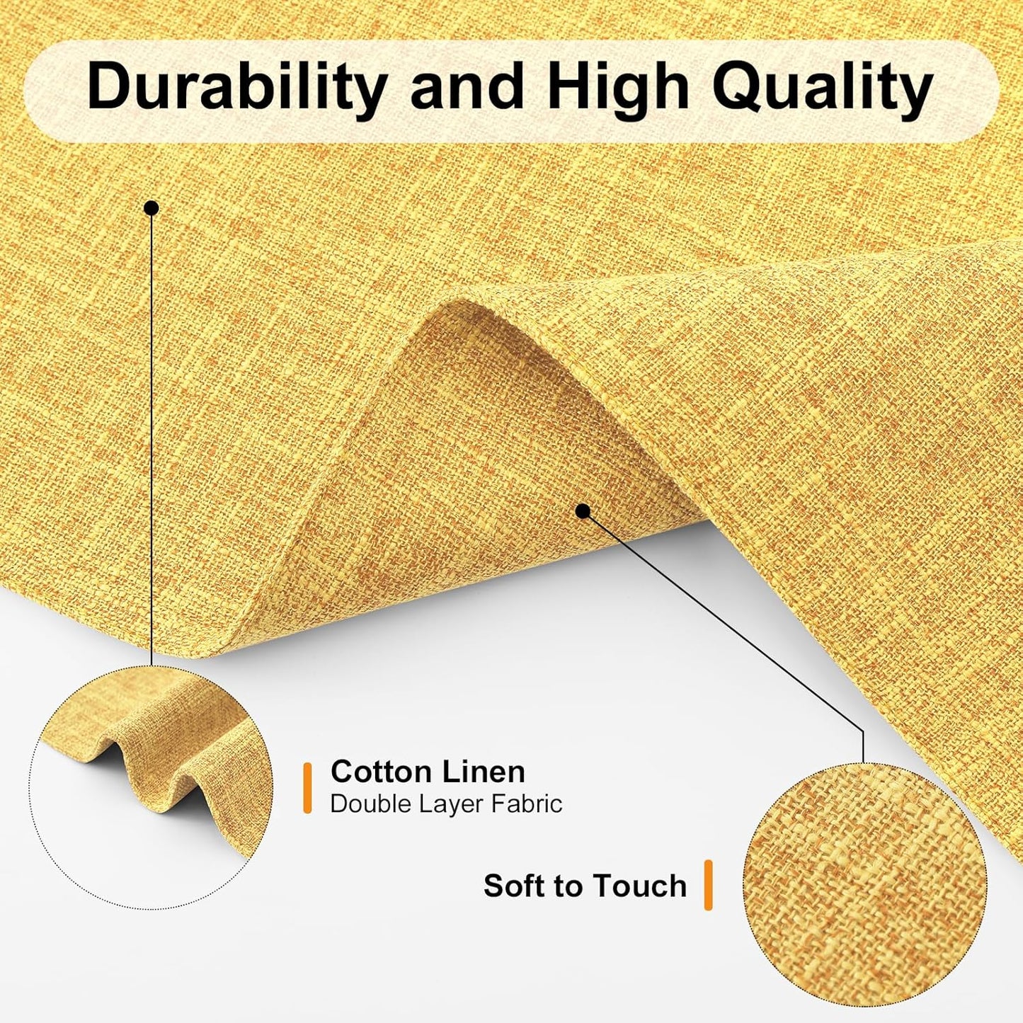 Homaxy Cloths Placemats for Dining Table Set of 6, Heat Resistant Washable Cotton Linen Blend Table Mats, Ideal for Kitchen Party Dining Decoration, 13" x 19", Mustard Yellow
