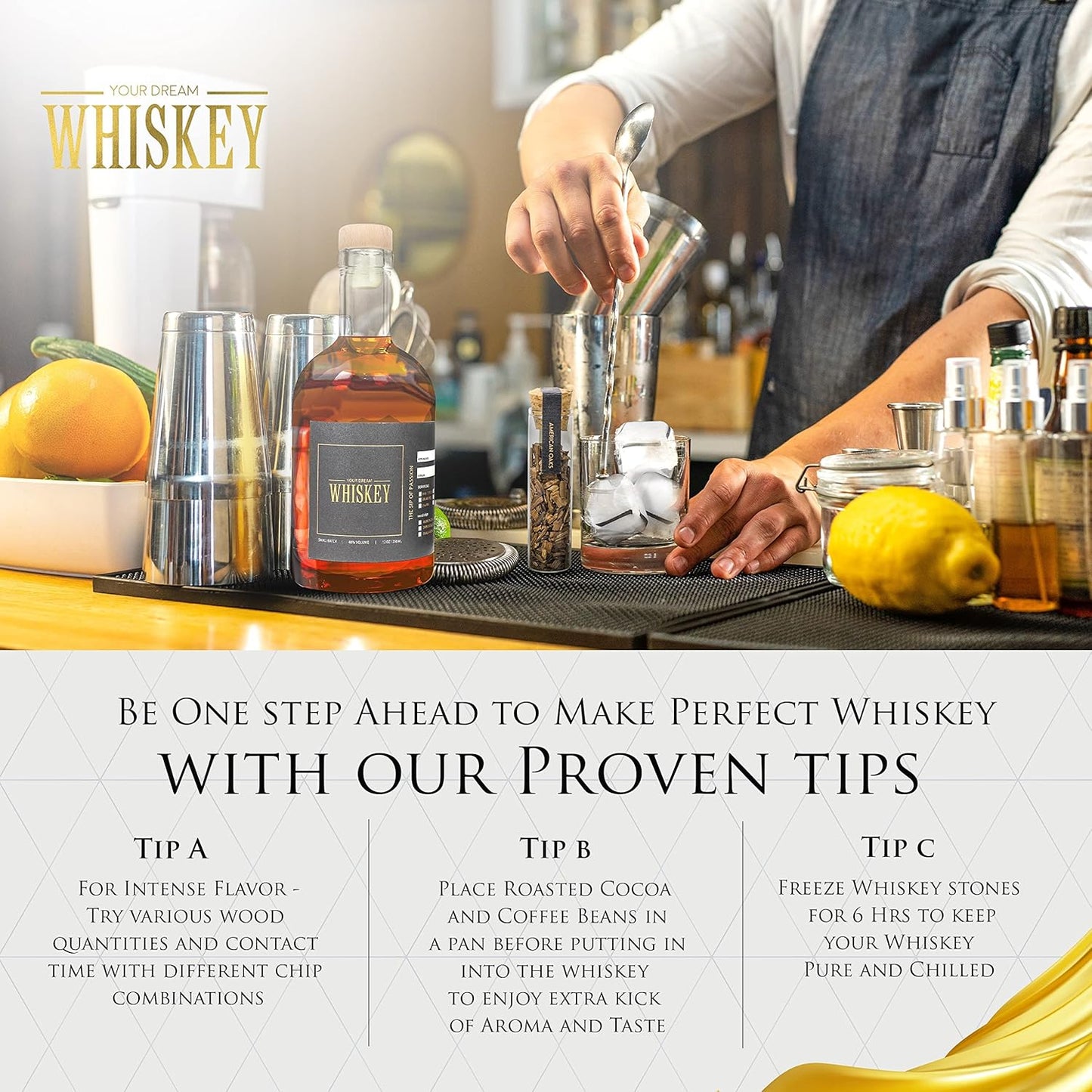 Whiskey Making Kit - DIY Whiskey Gifts For Men Unique - Alcohol Infusion Kit with Bottles, Wood Chips, Botanicals and Stone - Bourbon Birthday Gifts for Men, Dad and Fathers Day - Make Your Own Whisky