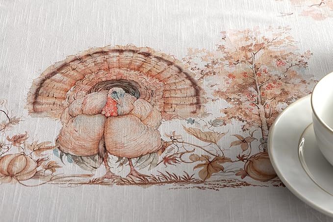 Maison d' Hermine Table Cloth Rectangle Table 100% Cotton 70 x 90 Inches Fall Tablecloth Reusable Everyday Use for Thanksgiving Christmas Decorations Dining Farmhouse Party (Giving Thanks)