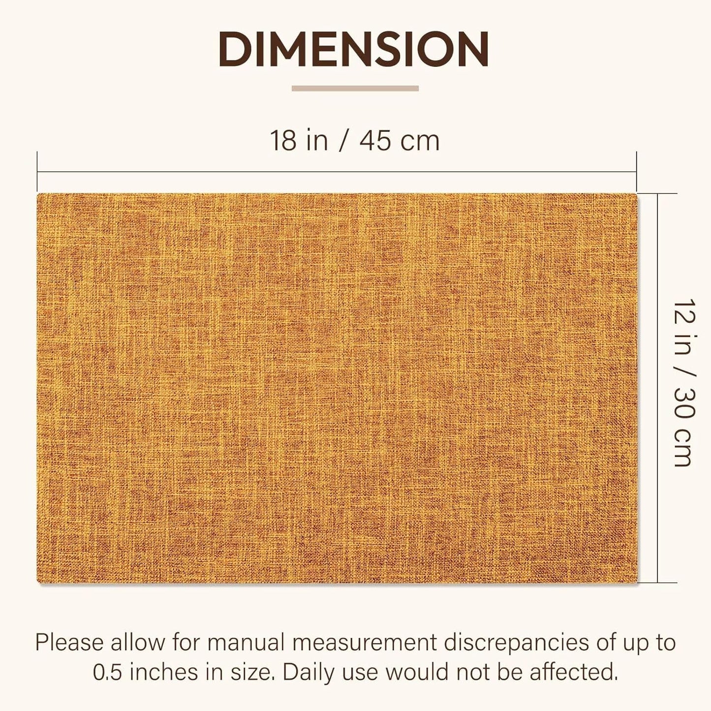 Blue Forest Placemats Set of 8, Dual-Layered Thickened Faux Linen Cloth Place Mats Heat Resistant Machine Washable Wrinkle Free Table Mats Indoor/Outdoor (Orange)