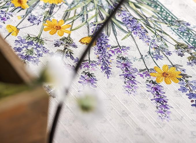 Maison d' Hermine Table Cloth Rectangle Table 100% Cotton 60 x 108 Inches Tablecloth Reusable Decorative for Dining Room Farmhouse Home Valentines Day Decorations Spring Summer - Fanny Lavender