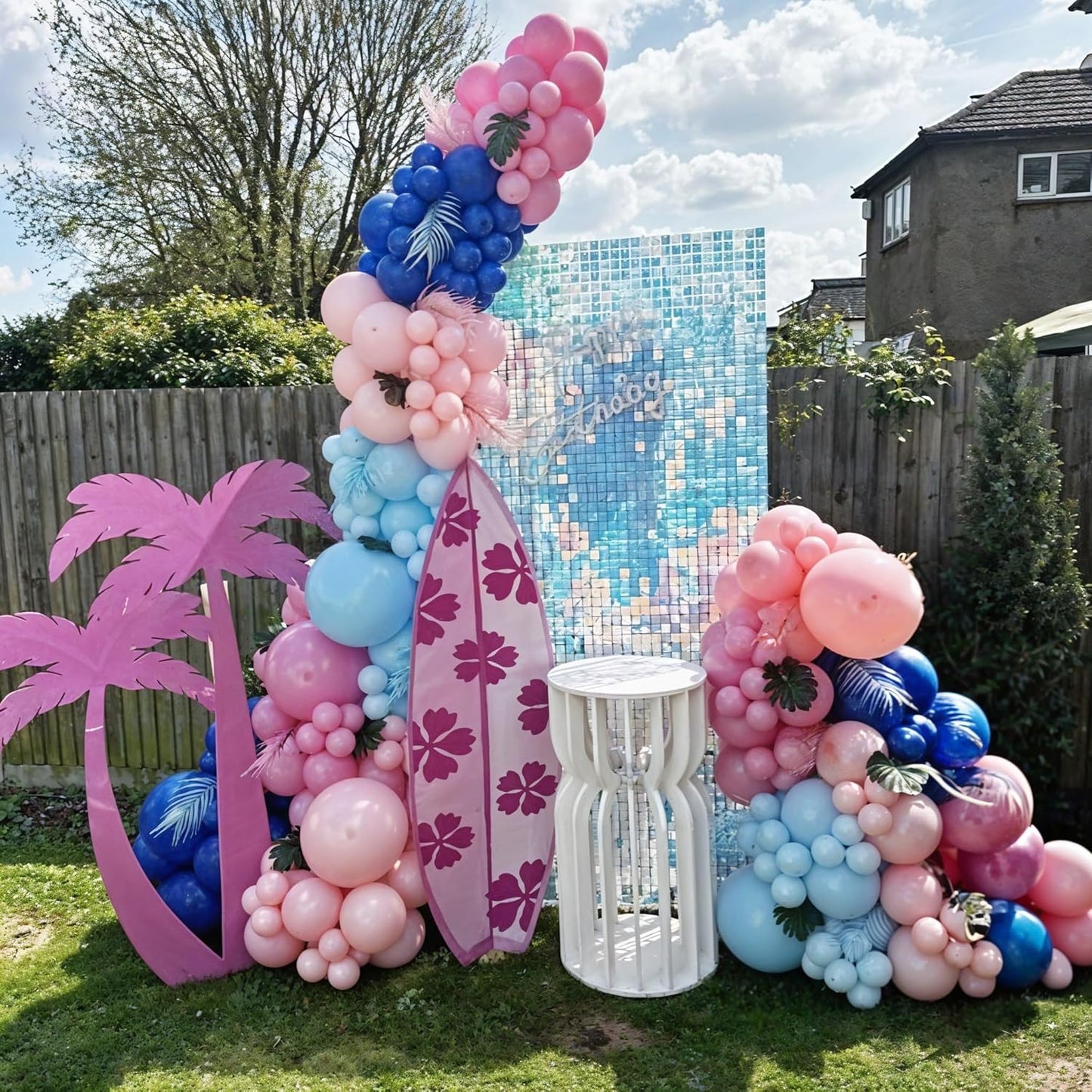 Pink and Blue Balloons, 12 Inch Macaron and Metallic Blue Pink Party Balloons for Gender Reveal Baby Shower Bridal Shower Summer Hawaiian Luau Birthday Party Decorations