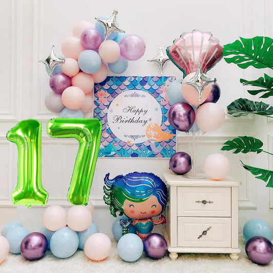 Smlpuame 40 inch Number Balloon 0-9 Green Large Number 17 Balloons,Digital Balloons for Birthday Party Celebration Decorations Supplies, Helium Foil Number Balloons for Wedding Anniversary