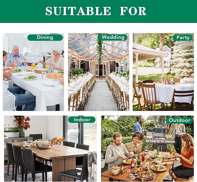 Biscaynebay Textured Fabric Round Christmas Table Cloths 108", Hunter Green Water Resistant Folding Table Covers for Dining, Kitchen, Wedding, Parties etc. Machine Washable