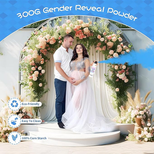 Baby Gender Reveal Fire Extinguisher; Colorful Smoke Powder Spray; 100% Safe and Eco-Friendly Gender Reveal Party Idea (300g blue 2pcs)