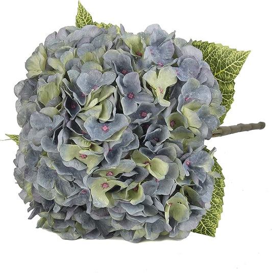 2Bouquets Artificial Fake Flowers Plants Silk Hydrangea Arrangements Wedding Bouquets Decorations Plastic Floral Home Kitchen Garden Party Festival Bar DIY (Bluish Green)