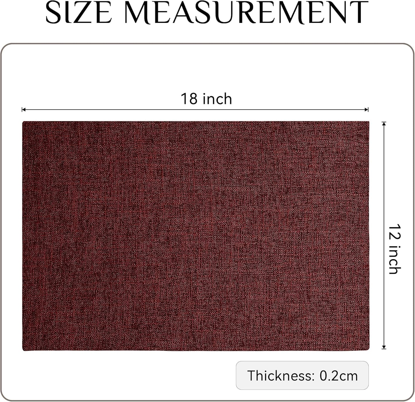 Softalker Faux Linen Placemats Set of 8-12 x 18 Inch, Heat Resistant Double Layered Durable Burlap Farmhouse Place Mats, Non-Slip Washable Rustic Table Mats for Dining, Kitchen, Party(Red