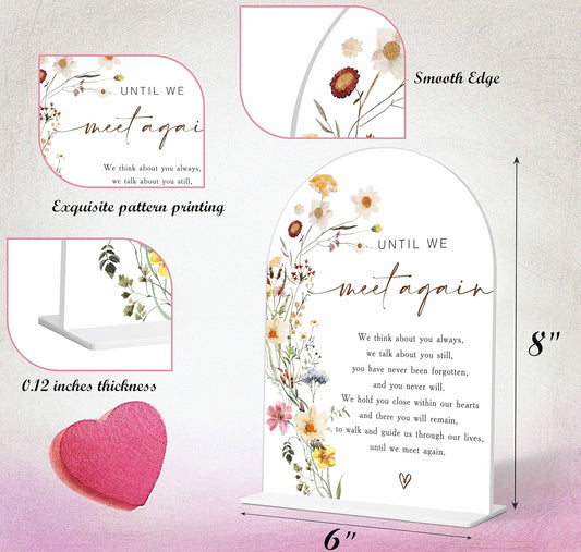 Wedding Memorial Sign, Flower Style Wedding Table Signs for Reception and Event Party, Bridal Shower, Engagement, Centerpiece Party Decor, Memorial Plaque, 6X8 Inch Acrylic Arch Sign with Stand,23