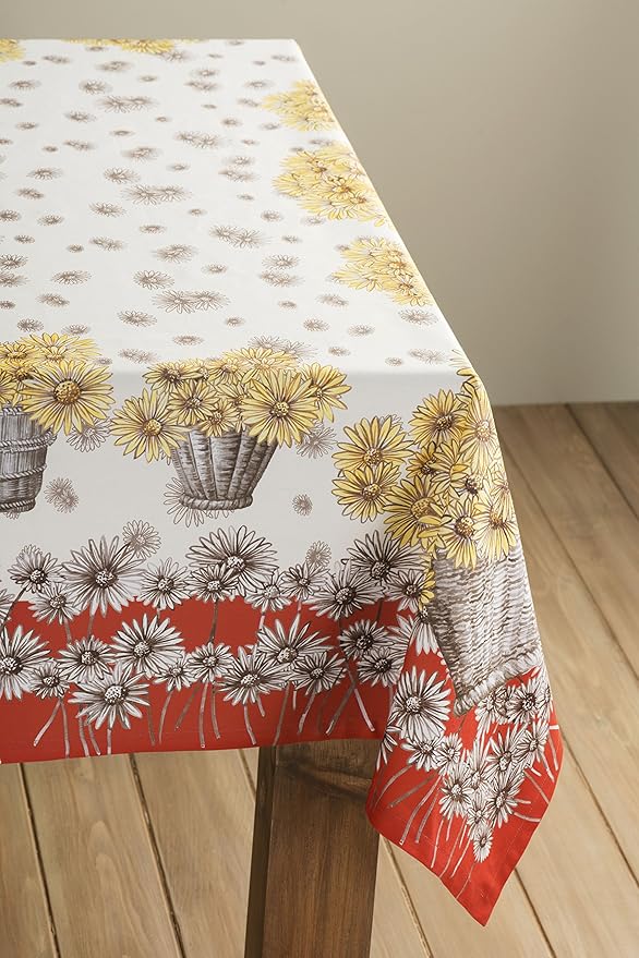 Maison d' Hermine Table Cloth Rectangle Table 100% Cotton 60 x 120 Inches Fall Tablecloth Reusable Everyday Use for Thanksgiving Christmas Decorations Dining Farmhouse Party (Bagatelle)