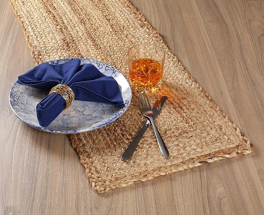 Lightnpro Reversible Jute Braided Table Runner - Farmhouse Burlap, Eco-Friendly Rustic Vintage Dining Table Runner, Table Decor, Handwoven, Natural Fiber, Sustainable - 13x36 Inch, Natural