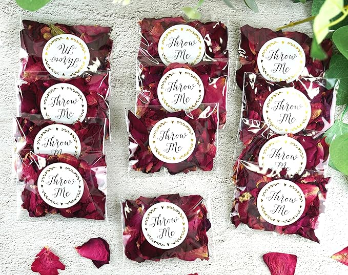 RainbowPana 50 Pack Biodegradable Confetti, Dried Flower Petals, Biodegradable Flower Petals for Weddings, Send Off Ideas, Exit Ideas - Rose Petals
