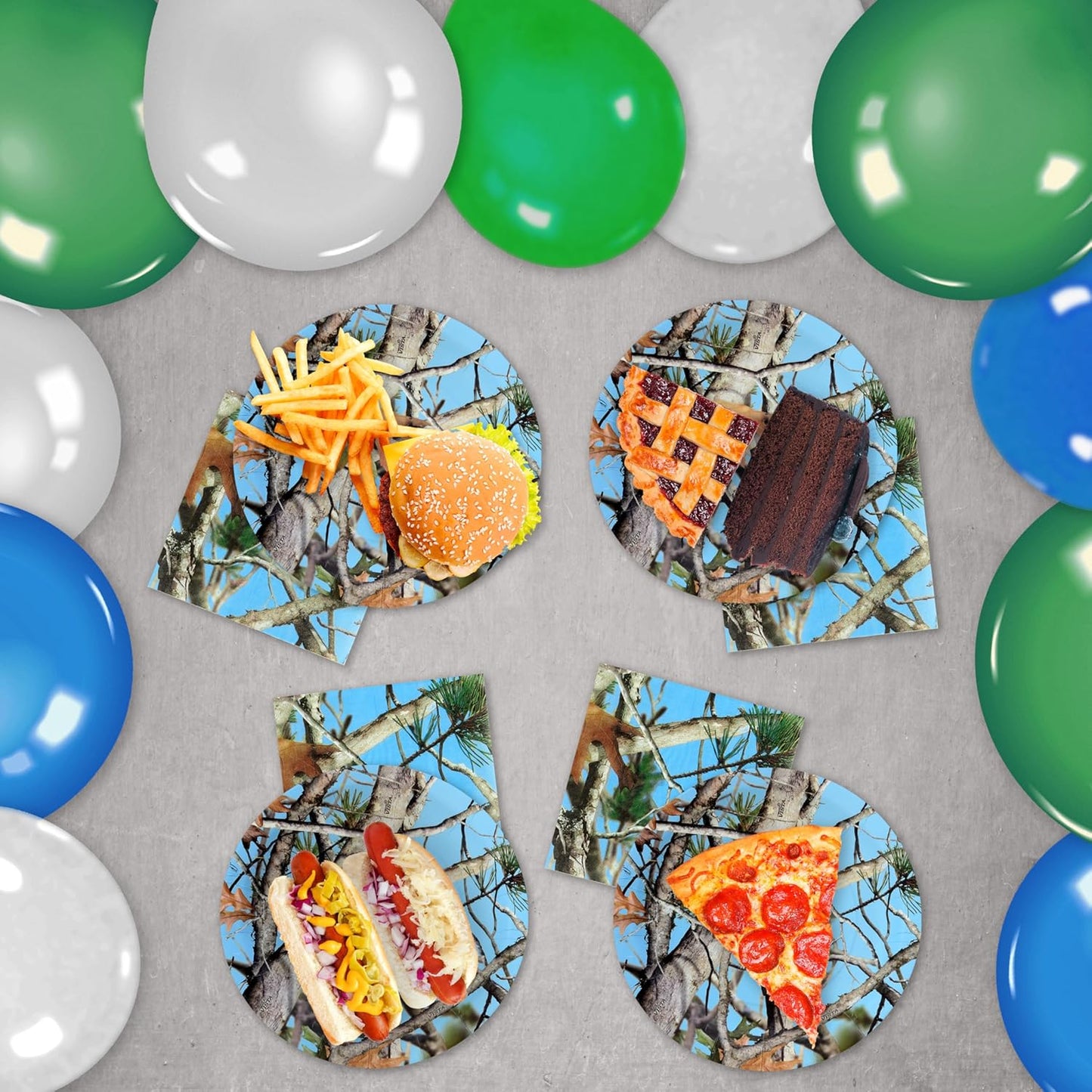 Havercamp Blue Camo Party Plates and Decorations Set for 24 Guests Includes Plates and Matching Napkins, Perfect for Camo Baby Shower