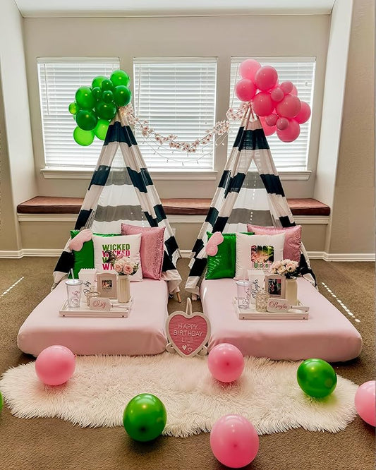 Pink and Green Balloons, 50 Pcs 12 Inch Pastel Pink and Green Balloons, White and Metallic Gold Latex Balloon for Witch Birthday Party Wedding Baby Shower Pajama Party Decor