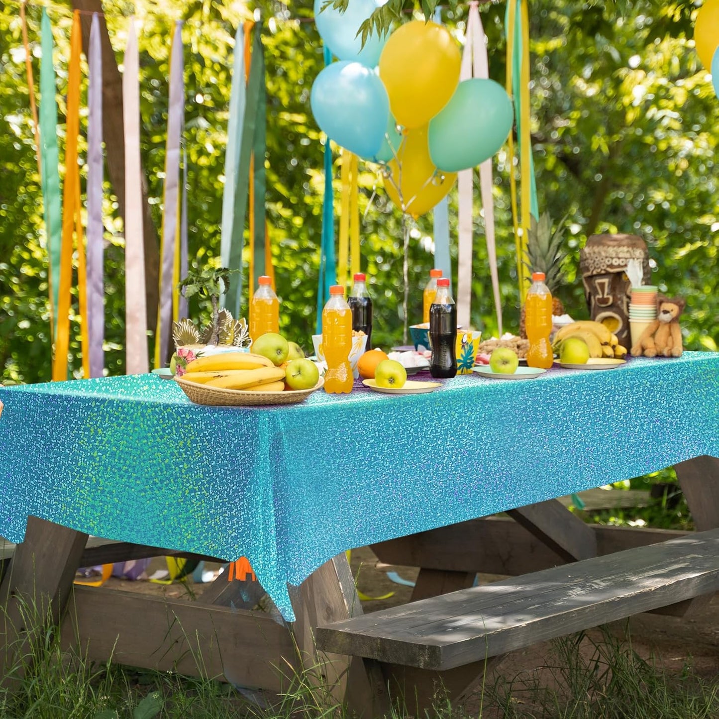 4 Pcs Pink&Blue Holographic Laser Tablecloths Iridescence Shiny Table Covers 40" x 108" Foil Rectangle Table cloths for Baby Shower Undersea Ocean Birthday Party Winner Wedding Party Décor