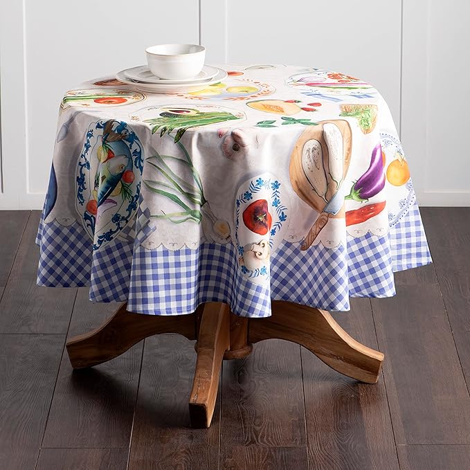 Maison d' Hermine Table Cloth Round Table 100% Cotton 69 Round Inches Tablecloth Reusable Decorative for Dining Room Farmhouse Home Valentines Day Decorations Spring Summer - Gourmand