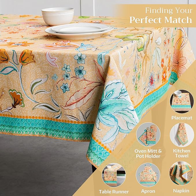 Maison d' Hermine Table Cloth Rectangle Table 100% Cotton 70 x 90 Inches Tablecloth Reusable Decorative for Dining Room Farmhouse Home Valentines Day Decorations Spring Summer - Luxury Loft - Peach