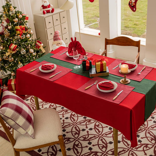 Home Brilliant Placemats Set of 6 Red Place Mats Decoration Heat Resistant Dining Table Place Mats Machine Washable Christmas Kitchen Table Mats, 13x19 inch, Burgundy