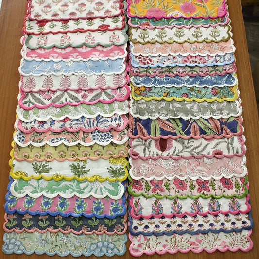 Ridhi Mix Random Hand Block Print Napkins 18" x 18" Set of 8 Reusable Cotton Dinner Napkins for Weddings, Parties & Everyday Dining, Thanksgiving, Christmas, Fall