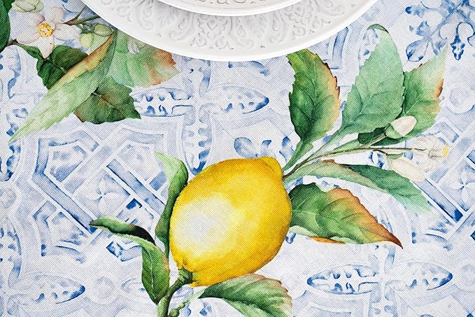 Maison d' Hermine Table Cloth Rectangle Table 100% Cotton 70 x 108 Inches Tablecloth Reusable Decorative for Dining Room Farmhouse Home Valentines Day Decorations Spring Summer - Citrus