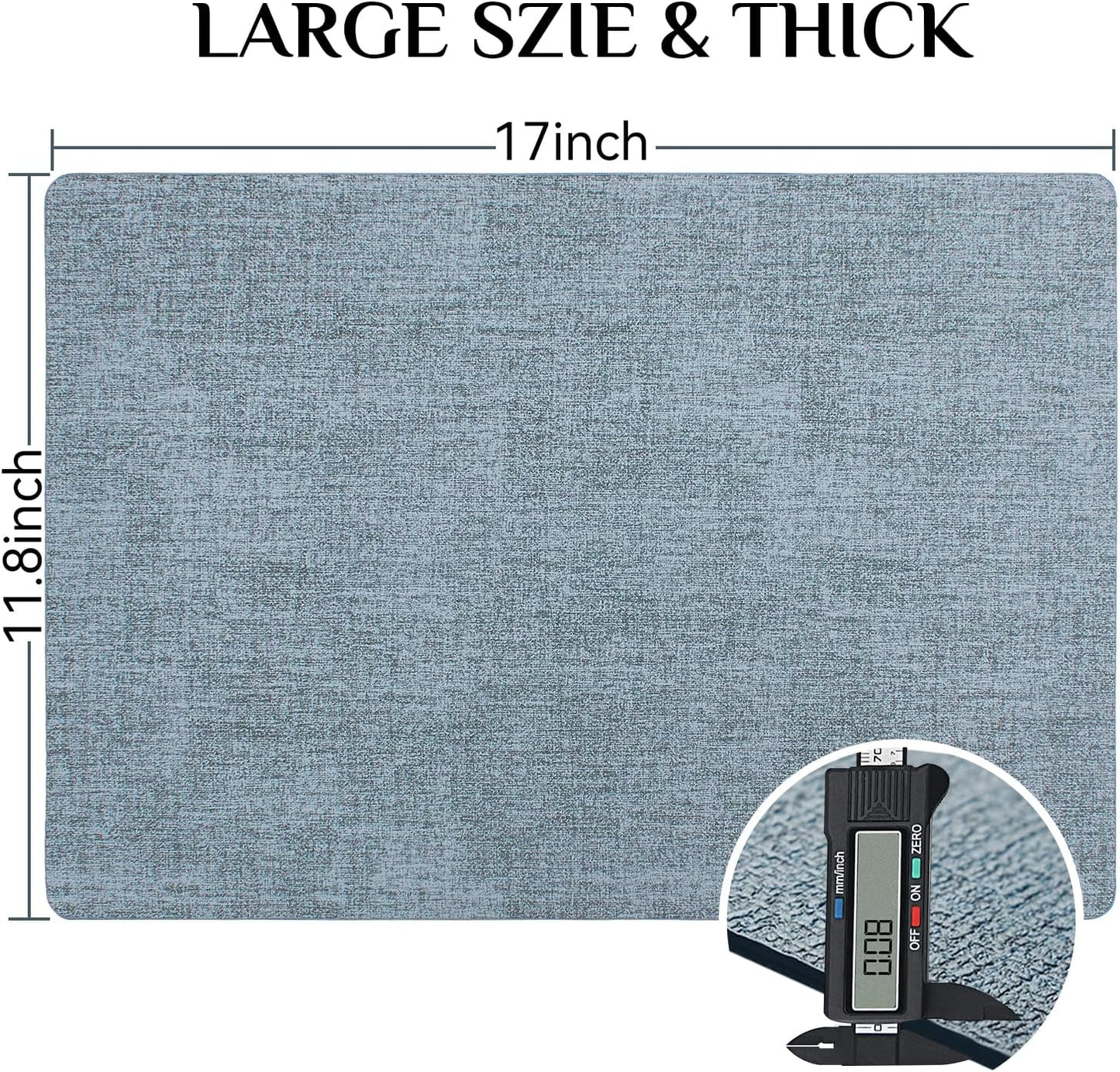 Softalker Vinyl Placemats Set of 6 - Faux Leather Heat Resistant Place Mats, 100% Waterproof Oilproof Wipe Clean Table Mats for Indoor & Outdoor Use, 17’’×12’’, Sky Blue