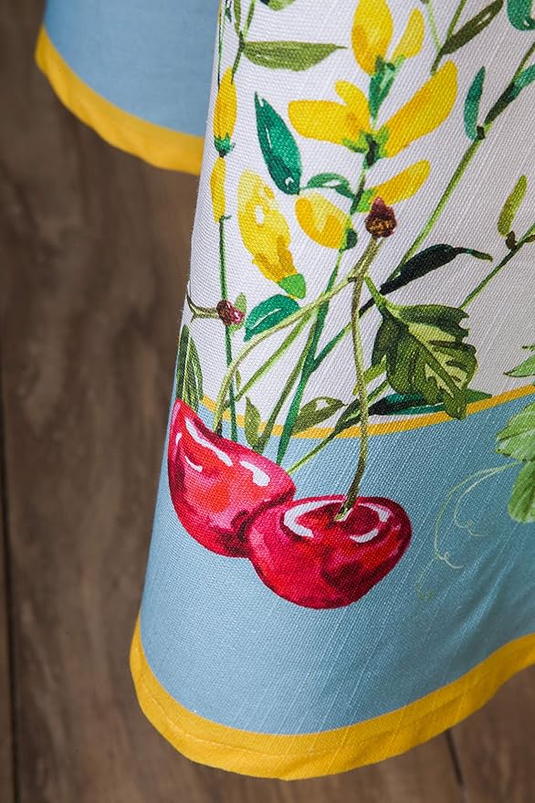 Maison d' Hermine Table Cloth Round Table 100% Cotton 63 Round Inches Tablecloth Reusable Decorative for Dining Room Farmhouse Home Valentines Day Decorations Spring Summer - Giverny